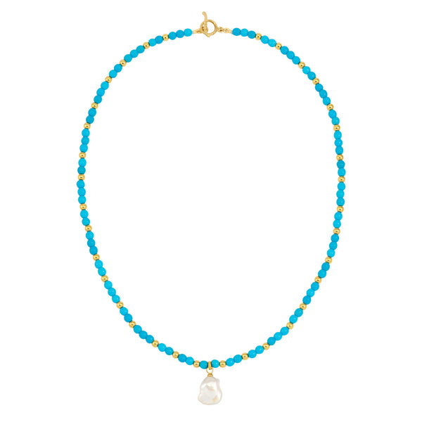 Turquoise & Keshi Pearl Necklace