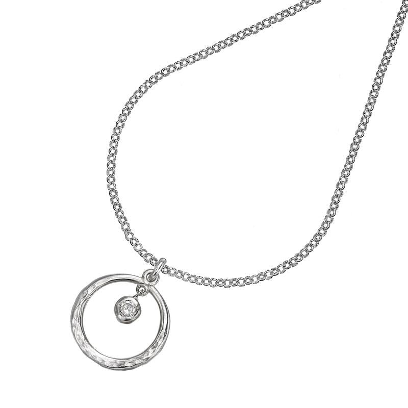 Open Circle White Topaz Dewdrop Pendant