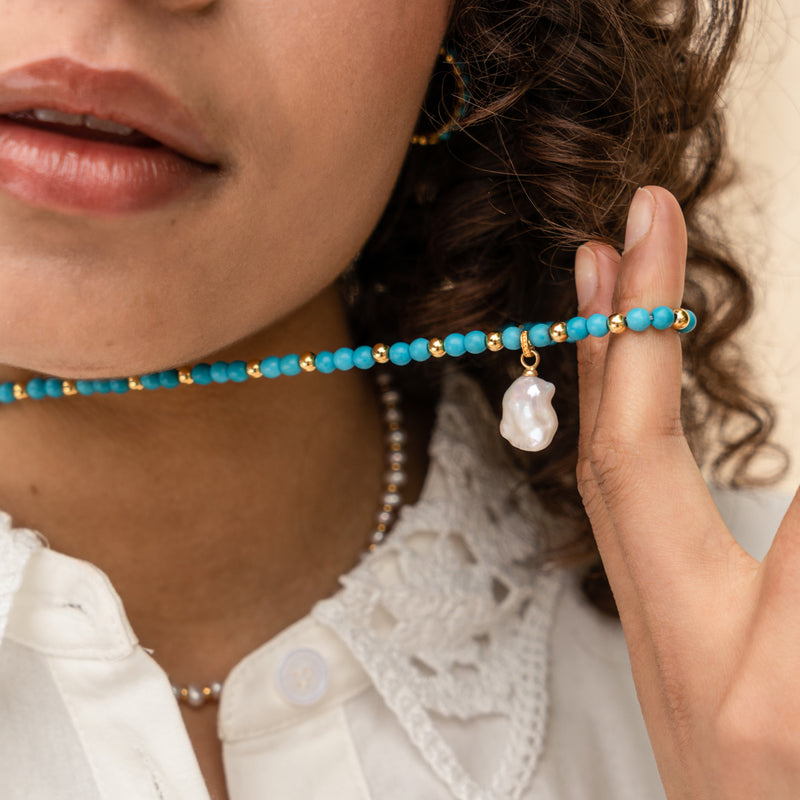 Turquoise & Keshi Pearl Necklace