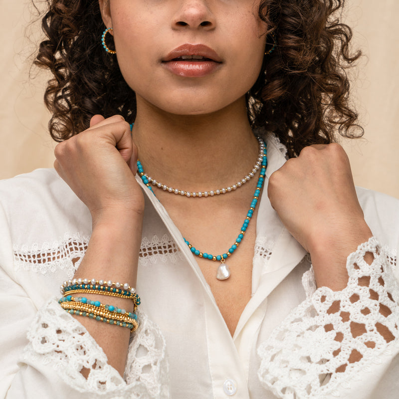 Turquoise & Keshi Pearl Necklace