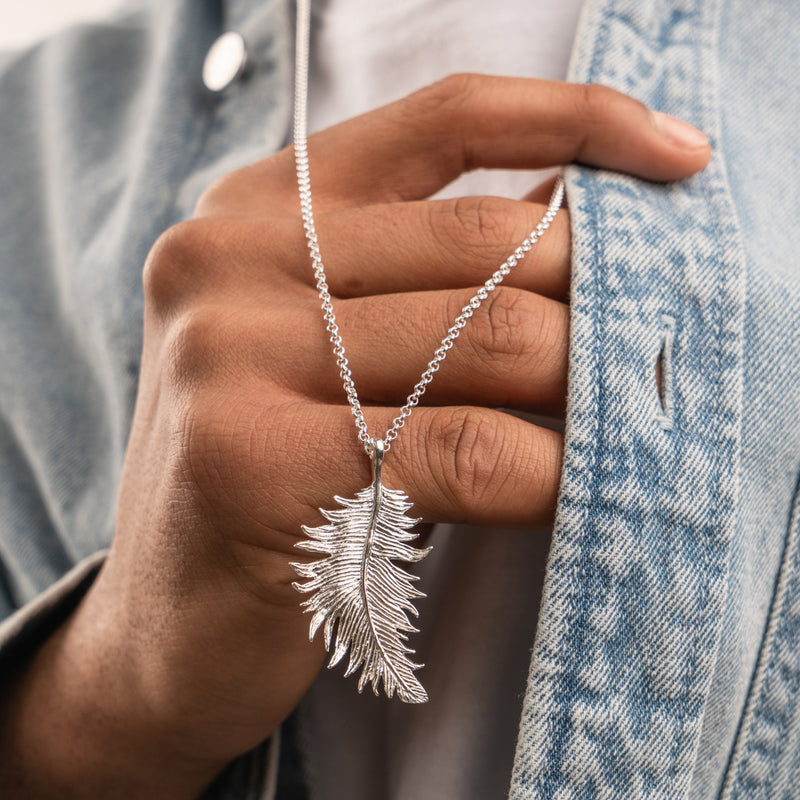 Men's Large Feather Pendant