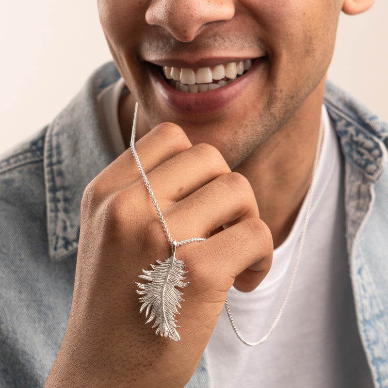 Men's Large Feather Pendant