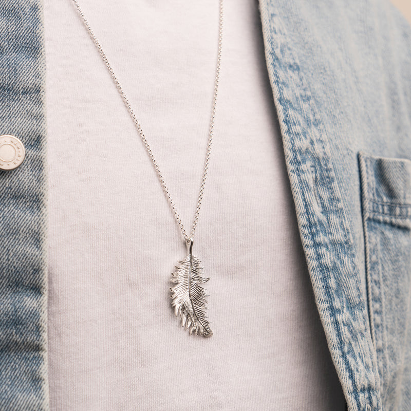 Men's Large Feather Pendant