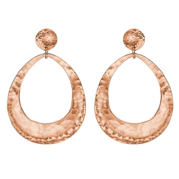 Large Hammered Round Open Drop Nomad Earrings