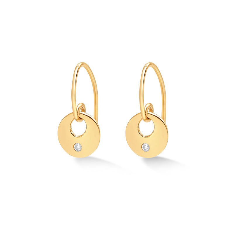 14k Gold Diamond Pebble Drop Earrings - 0.03CT