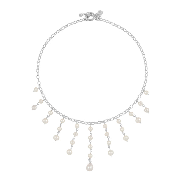 White Freshwater Pearl Tassle Necklace