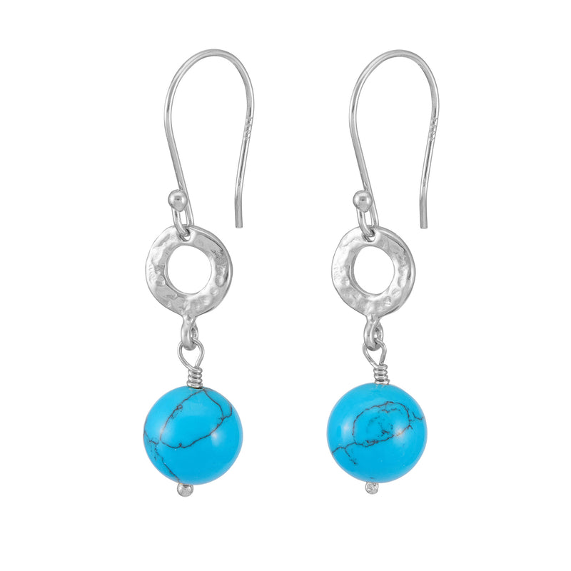 Circle & Turquoise Drop Earrings